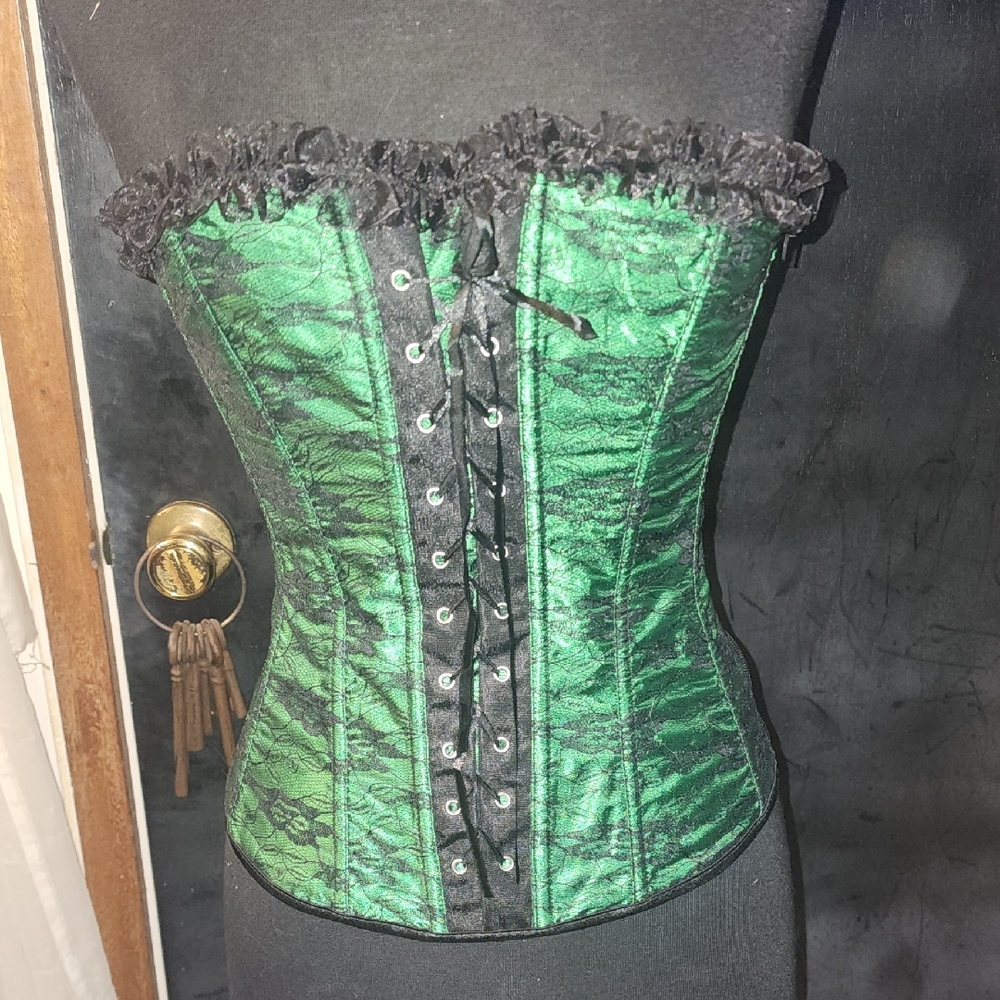 Green and Black Lace Corset